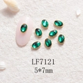 Gemme à ongles ovale vert émeraude avec bordure dorée pour décoration de luxe - Base Or Vert Émeraude (LF7121) / 5X7mm