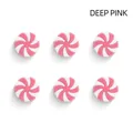 Set of 6 deep pink and white peppermint swirl resin candy charms for Christmas DIY decor - Deep Pink