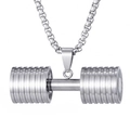 Minimalist stainless steel dumbbell pendant necklace with silver box chain for fitness lovers - Pendant Only / Silver