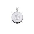 Vintage stainless steel round letter D pendant with white mother of pearl inlay - Letter D / 22mm (1 Piece/Pack) / Steel