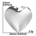 Detailed view of a 22mm silver heart-shaped stainless steel pendant with dimensions and weight - Heart / Steel