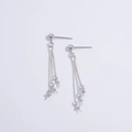 Silver S925 snake chain earring connectors with hanging loops for DIY jewelry making - White Gold Tassel Stud
