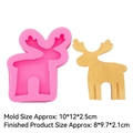 Pink silicone deer mold for DIY soap and candles with golden reindeer sample result - Large / Pink