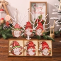 Set da 9 ciondoli natalizi in legno gnomi con bastoncini di zucchero e perline bianche - Stile B Ciondoli in Legno a 3 Griglie