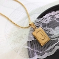 Collana vintage placcata in oro 18 carati con ciondolo quadrato e lettera J - Lettera J Oro