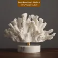Nordic style white resin coral sculpture with marble base and gold metal connector - 7034 Sandstone Coral Ornament - Resin Base