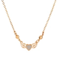Gold heart angel wings necklace with micro-pave crystals and delicate O-chain - Wing Heart Gold (X874)