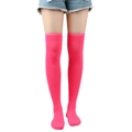 Vibrant bright pink over-the-knee high socks in fine knit texture for women fashion - One Size / Rose Red