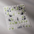 3D embossed nail sticker TS-3700 featuring butterfly and floral patterns on grey background - Spring Elf (TS-3700)