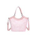 Pink Chinese style crossbody bucket bag with elegant white feather floral embroidery - Pink