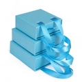 Scatola portagioie a cassetto blu Tiffany con manico in seta per collane e bracciali - 8x8x3.2cm / Celeste