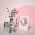 Pink portable mini USB desk fan with minimalist square design and quiet motor - Girl Pink