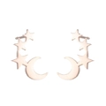 Elegant rose gold star and moon stud earrings in polished stainless steel for women - Rose Gold