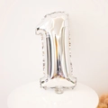 Silver number 1 foil balloon with metallic mirror finish for birthday party decoration - Number 1 / 16" / Silver