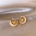 Elegant gold Pegasus moon stud earrings with resin and zircon inlay on champagne silk - Gold Moon Pegasus (Silver Pin)