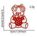 Detailed dimensions of the cute bear embroidery patch with strawberry and bowknot - Bear With Strawberry (Style 7)
