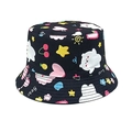 Dettaglio cappello alla pescatora per bambini in cotone nero con stampe di orsi e nuvole - 52-54cm / Nero