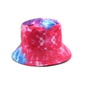 Detailed view of tie-dye bucket hat featuring vibrant pink and blue reinforced stitching - M (56-58cm) / Pink Purple Blue Tie-dye