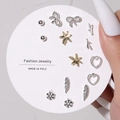 Detail of multi-style earring set with butterfly, star, and heart shapes on display card - 8 Pairs Set / E0469-1 (Gold Silver Mixed Geometric Set)
