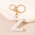 Porte-clés lettre Z en résine avec paillettes et anneau doré pour femmes - Lettre Z