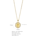 Gold Virgin Mary pendant necklace in 316L stainless steel with colorful zircon stones - Round Virgin Mary Style with Color Stone Halo (HN0078G08)