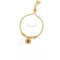 Adjustable gold evil eye snake chain bracelet with blue oil drip and crystals - Greek Key Evil Eye Style (E445) / Gold