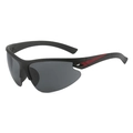 Lunettes de soleil de sport avec monture noire mate et accents rouges pour le cyclisme - Monture Noire Verres Gris