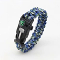 Outdoor survival paracord bracelet in blue green white camouflage with compass buckle - Blue Camouflage