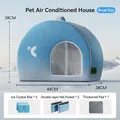 Hellblaues Kühlhaus für Katzen mit Kühlakkus und Netzfenster für den Sommer - Klein (4 Eisboxen)