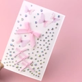Pink gauze butterfly and silk bow makeup stickers with iridescent rhinestones - Pink Bow Jewels (BJA-667)