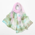 Lightweight georgette scarf with pink, green, and blue watercolor gradient print - 160*50CM / XQ501-3# Light Pink