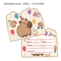 Set of 10 cute capybara birthday party invitation cards featuring cartoon party patterns - Invitation Cards 10PCS-Capybara