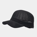 Vista detallada de gorra de béisbol de paja de papel negra con textura de malla tejida - Ajustable / Negro