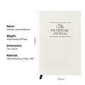 A5 Gratitude Journal with beige linen cover and minimalist black serif typography - White