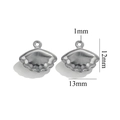 Polished silver shell-shaped 13mm stainless steel pendant charm with 1mm hole size - Steel Color Shell