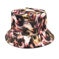 Detail view of colorful abstract marble print bucket hat with multi-row stitched brim - M (56-58cm) / Full Abstract Oil Painting Marble Texture (2#)