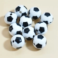 DIY black and white acrylic soccer beads for sports style bracelet making, 10-12mm size - 16mm Football White Background Black Block