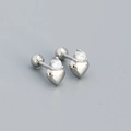 925 sterling zilveren hart oorknopjes met ronde zirkoon en handige schroefsluiting - Witgoud