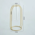 Vaso geometrico moderno in metallo dorato con tubo in vetro per piante idroponiche - Vaso a Fondo Rotondo Alto / Oro