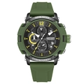 Men's military green chronograph watch with black dial and silicone strap by MEGIR - Green
