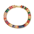 Elegant gold tennis bracelet with colorful baguette-cut stones and secure clasp - Gold Multicolor