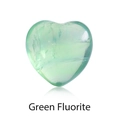 Polished heart-shaped Green Fluorite stone with natural internal texture on white background - Green Fluorite
