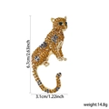 Golden leopard brooch with amber rhinestones and dimension markings 6.7x3.1cm - Amber Rhinestone Leopard XD824468
