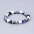 Solar system planet stone bead bracelet with natural blue and grey cosmic textures - Solar System Planet Style (ML-XYNSB00167) / 8mm Bead Diameter