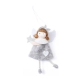 Angelo di Natale con vestito in peluche grigio e stella d'argento per l'albero - Angelo con Fascia Cuore Grigio