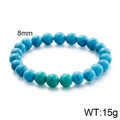 Minimalist 8mm turquoise stone beaded bracelet with natural black veins weighing 15g - Turquoise + Blue Turquoise (KB109647-Z)