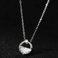 Elegant silver necklace with a semi-circular clear zircon pendant on a black texture - Silver