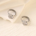 Silver-tone paw print hoop earrings with white zircon stones for a minimalist look - Silver (Paw Print)