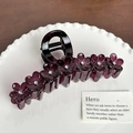 French vintage large purple floral hair claw clip with rhinestones for women - 13cm / Purple