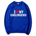 Royal blue sweatshirt with I love my girlfriend heart print and crew neck design - Blue 312